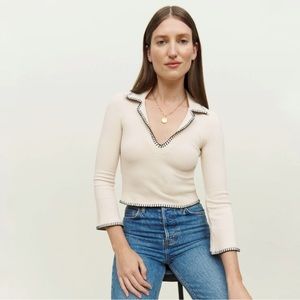 NWT, Reformation Nolen Knit Top, Bone XXS